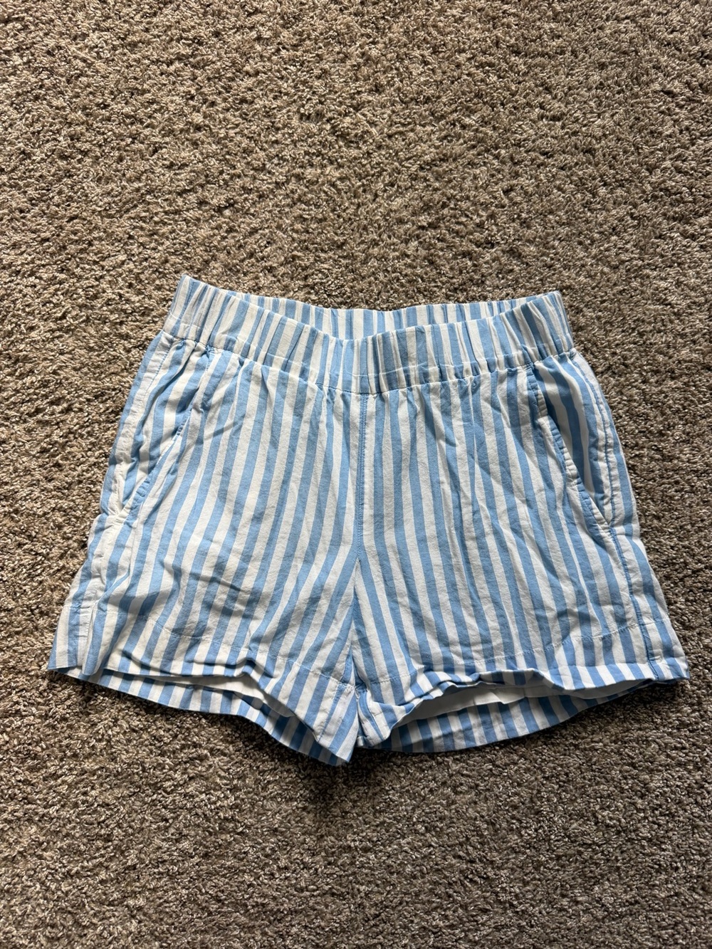 Blue and White Stripe Women’s Cotton Shorts